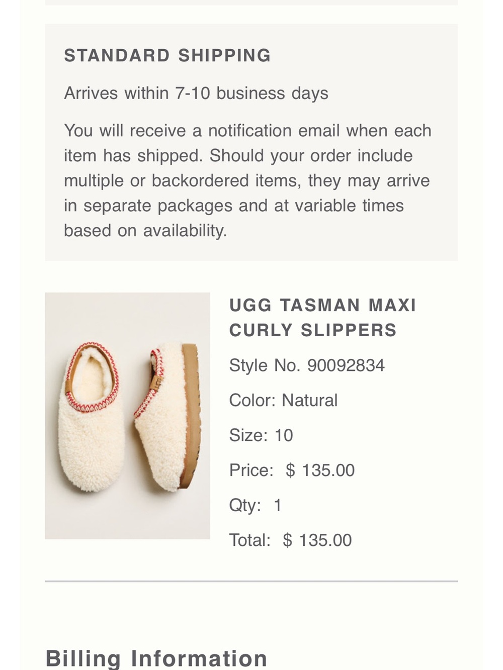 UGG Tasman Maxi Curly Slippers in Natural with Red Trim